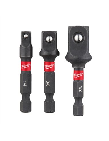 Adaptoare pentru chei tubulare SHOCKWAVE IMPACT DUTY - Milwaukee - Impact adaptor set - 3 buc - cod 4932479228
