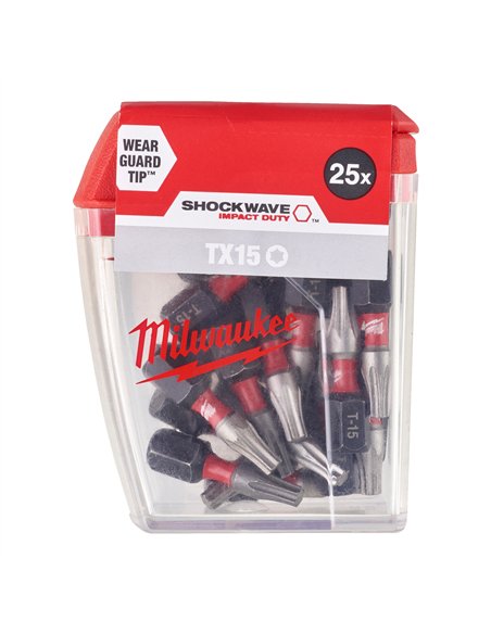 Biti TX pentru surubelnite SHOCKWAVE IMPACT DUTY - Milwaukee - CD Tic Tac TX15 x 25 mm (25 buc) - 10 buc - cod 4932430873