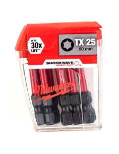 Biti TX pentru surubelnite SHOCKWAVE IMPACT DUTY - Milwaukee - CD Tic Tac TX25 x 50 mm (10 buc) - 10 buc - cod 4932430882 2