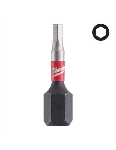 Biti Hex pentru surubelnite SHOCKWAVE IMPACT DUTY - Milwaukee - Shockwave Hex 2.5 mm x 25 mm - 2 buc - cod 4932430893