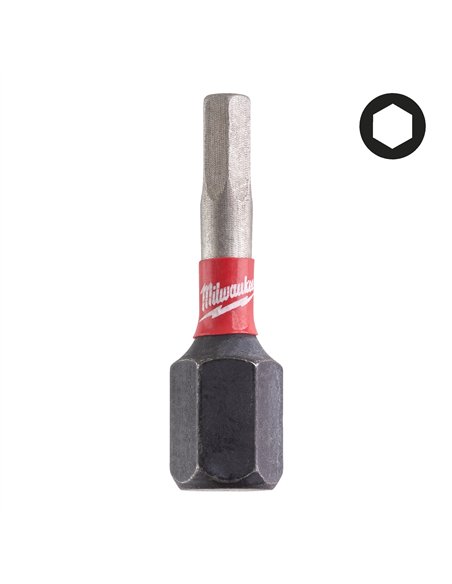 Biti Hex pentru surubelnite SHOCKWAVE IMPACT DUTY - Milwaukee - Shockwave Hex 3 mm x 25 mm - 2 buc - cod 4932430894