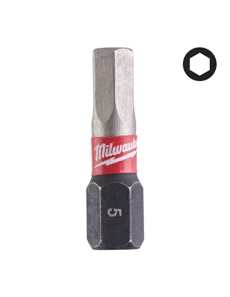 Biti Hex pentru surubelnite SHOCKWAVE IMPACT DUTY - Milwaukee - Shockwave Hex 5 mm x 25 mm - 2 buc - cod 4932430896