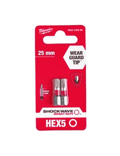 Biti Hex pentru surubelnite SHOCKWAVE IMPACT DUTY - Milwaukee - Shockwave Hex 5 mm x 25 mm - 2 buc - cod 4932430896 2