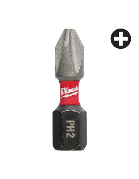Biti PH pentru surubelnite SHOCKWAVE IMPACT DUTY - Milwaukee - Shockwave PH2 x 25 mm - 2 buc - cod 4932430852