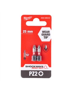 Biti PZ pentru surubelnite SHOCKWAVE IMPACT DUTY - Milwaukee - Shockwave PZ2 x 25 mm - 2 buc - cod 4932430863 2