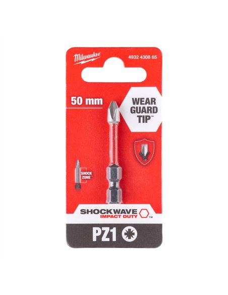 Biti PZ pentru surubelnite SHOCKWAVE IMPACT DUTY - Milwaukee - Shockwave PZ2 x 50 mm - 1 buc - cod 4932430865