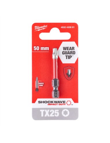 Biti TX pentru surubelnite SHOCKWAVE IMPACT DUTY - Milwaukee - Shockwave TX25 x 50 mm - 1 buc - cod 4932430881
