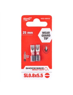 Biti SL pentru surubelnite SHOCKWAVE IMPACT DUTY - Milwaukee - Shockwave SL 5.5 x 25 mm - 2 buc - cod 4932430902 2