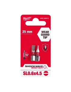 Biti SL pentru surubelnite SHOCKWAVE IMPACT DUTY - Milwaukee - Shockwave SL 4.5 x 25 mm - 2 buc - cod 4932430901 2