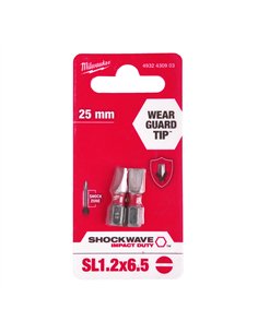 Biti SL pentru surubelnite SHOCKWAVE IMPACT DUTY - Milwaukee - Shockwave SL 6.5 x 25 mm - 2 buc - cod 4932430903 2