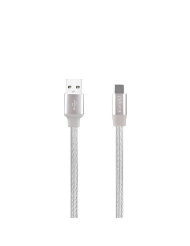 Cablu de date (USB - Type C) textil marca Cellara 1m argintiu