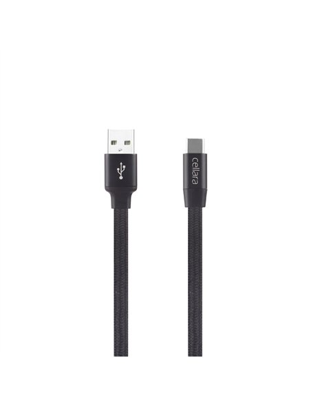 Cablu de date (USB - Type C) textil marca Cellara 1m negru