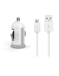 Incarcator auto USB-A, 2.4 A, cablu inclus (USB - micro-USB) marca Cellara alb