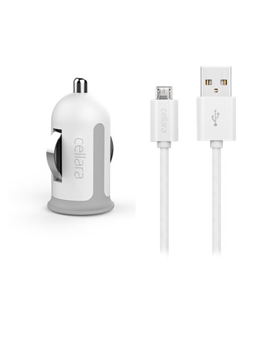Incarcator auto USB-A, 2.4 A, cablu inclus (USB - micro-USB) marca Cellara alb