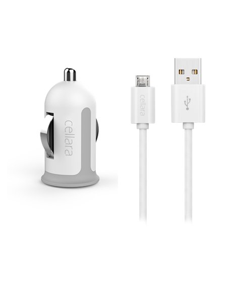Incarcator auto USB-A, 2.4 A, cablu inclus (USB - micro-USB) marca Cellara alb