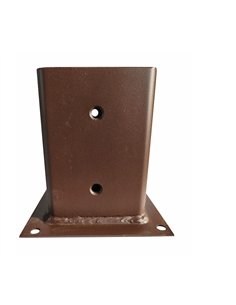 Suport metalic pentru stalpi din lemn dim 100x100mm talpa 142x142mm inaltime 140 mm vopsit electrostatic RAL 8017 maro 2