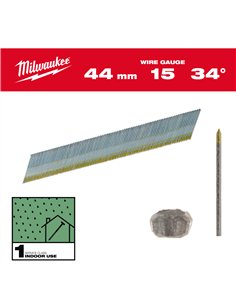 Cuie finisaj 15G, cap tip D - Milwaukee - 15G / 34° / 44 mm / G / SC1 - 2.500 pc - cod 4932492576