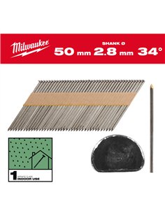 Cuie pentru pistol, 34°, cap D - Milwaukee - 34° D-Head 50 mm / SS / B / SC1 - 2.200 pc - cod 4932492595