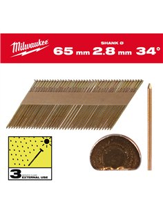 Cuie pentru pistol, 34°, cap D - Milwaukee - 34° D-Head 63 mm / RS / HDG / SC3 - 2.200 pc - cod 4932492614