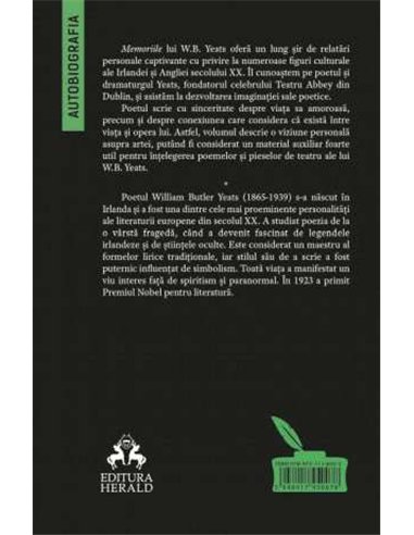 Memorii (Autobiografia) - William Butler Yeats | Editura Herald