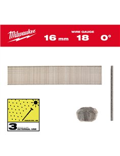 Cuie T, 18G, cap subtire cu finisaj - Milwaukee - Inox 18G / 16 mm / SC3 - 10.000 pc - cod 4932492557