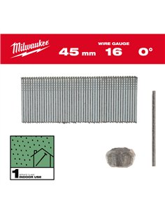 Cuie finisaj, 16G, cap subtire - Milwaukee - 16G / 0° / 45mm / G / SC1 - 2.500 pc - cod 4932498315