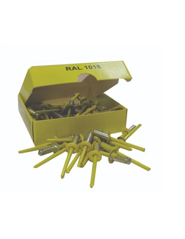 Set x 50 bucati Nituri pop galbene cap lat vopsite electrostatic RAL 1018 Zinc Yellow 4.8x12x9mm, galben