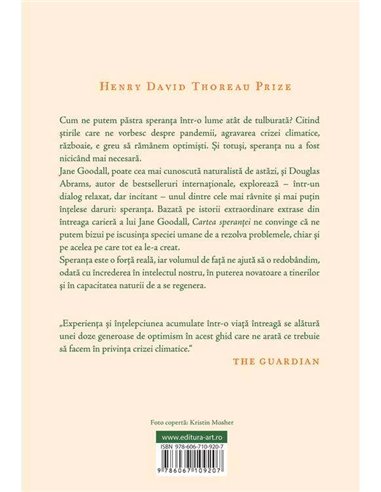 Cartea speranței - Jane Goodall, Douglas Abrams, Gail Hudson | Art (Sapiens)
