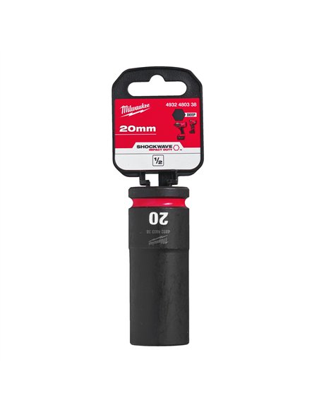 Chei tubulare de impact SHOCKWAVE IMPACT DUTY - Milwaukee - 20 mm 1/2 inch impact socket deep - 1 buc - cod 4932480338