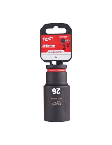 Chei tubulare de impact SHOCKWAVE IMPACT DUTY - Milwaukee - 26 mm 1/2 inch impact socket deep - 1 buc - cod 4932480344