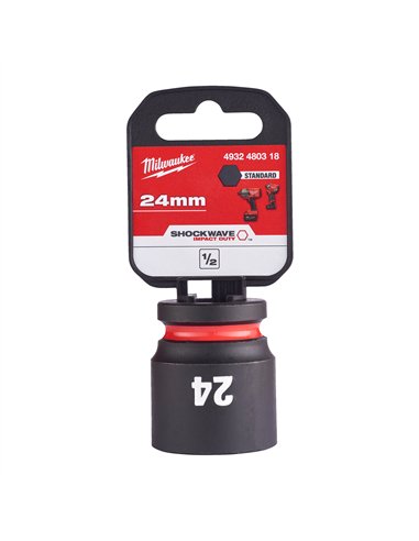 Chei tubulare de impact SHOCKWAVE IMPACT DUTY - Milwaukee - 24 mm 1/2 inch impact socket STD - 1 buc - cod 4932480318