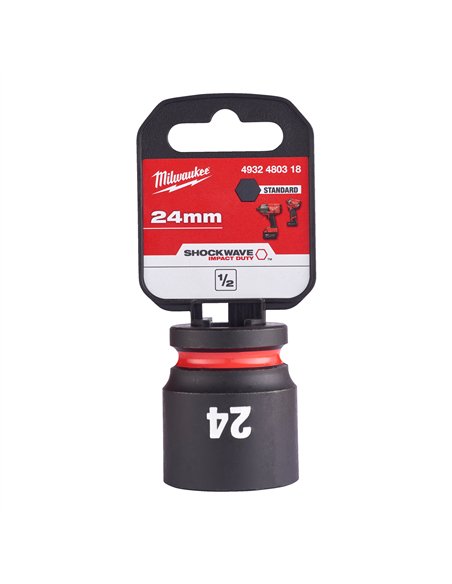 Chei tubulare de impact SHOCKWAVE IMPACT DUTY - Milwaukee - 24 mm 1/2 inch impact socket STD - 1 buc - cod 4932480318