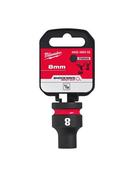 Chei tubulare de impact SHOCKWAVE IMPACT DUTY - Milwaukee - 8 mm 1/2 inch impact socket STD - 1 buc - cod 4932480302