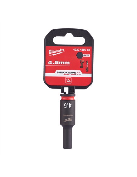 Chei tubulare de impact SHOCKWAVE IMPACT DUTY - Milwaukee - 4.5 mm 1/4 inch impact socket deep - 1 buc - cod 4932480252