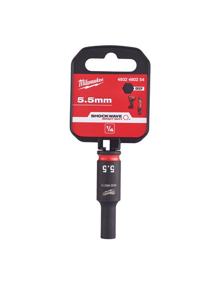 Chei tubulare de impact SHOCKWAVE IMPACT DUTY - Milwaukee - 5.5 mm 1/4 inch impact socket deep - 1 buc - cod 4932480254