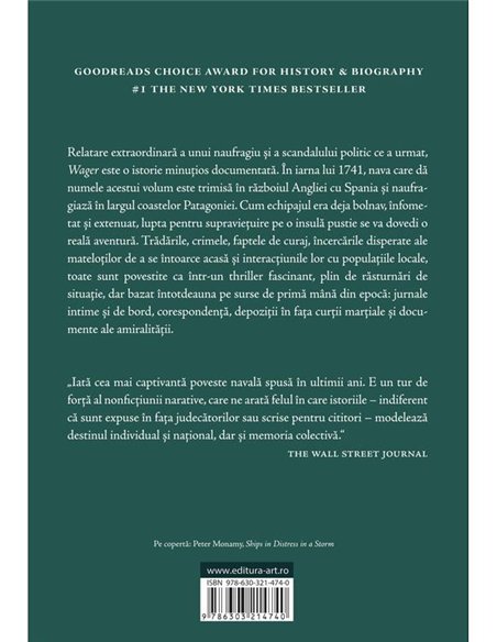 Wager. O poveste despre naufragiu, rebeliune si crima - David Grann | Editura Art [necartonata]