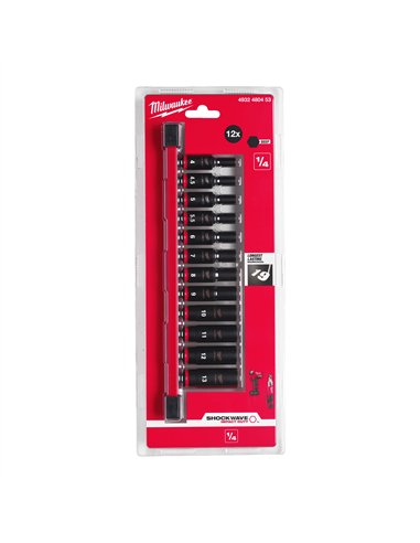 Chei tubulare de impact SHOCKWAVE IMPACT DUTY - Milwaukee - 1/4 inch impact socket set-1 2 buc - cod 4932480453