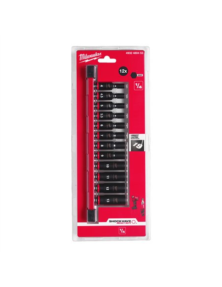 Chei tubulare de impact SHOCKWAVE IMPACT DUTY - Milwaukee - 1/4 inch impact socket set-1 2 buc - cod 4932480453