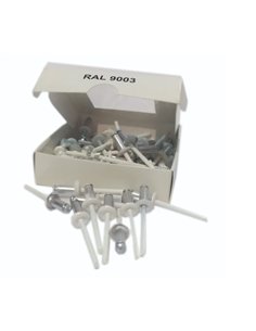 Set x 50 bucati Nituri pop albe cap lat vopsite electrostatic RAL 9003-White 4.8x12x9mm 2