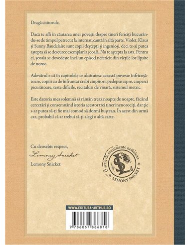 O serie de evenimente nefericite V: Academia austera - Lemony Snicket | Arthur [cartonata]