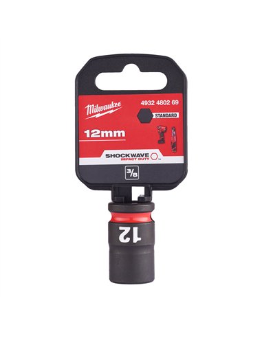 Chei tubulare de impact SHOCKWAVE IMPACT DUTY - Milwaukee - 12 mm 3/8 inch impact socket STD - 1 buc - cod 4932480269