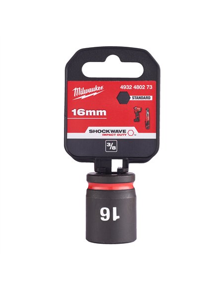 Chei tubulare de impact SHOCKWAVE IMPACT DUTY - Milwaukee - 16 mm 3/8 inch impact socket STD - 1 buc - cod 4932480273