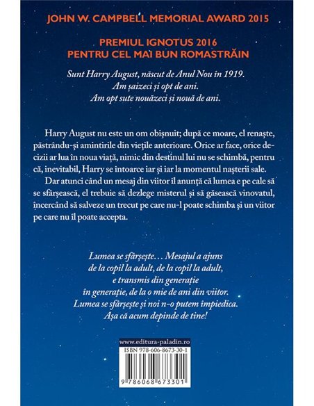 Primele cincisprezece vieti ale lui Harry August - Claire North | Paladin [cartonata]