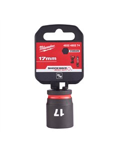 Chei tubulare de impact SHOCKWAVE IMPACT DUTY - Milwaukee - 17 mm 3/8 inch impact socket STD - 1 buc - cod 4932480274 2