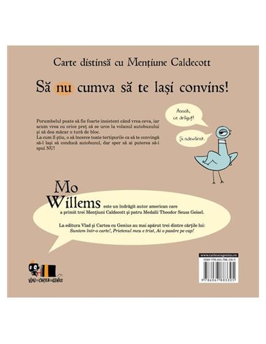 Nu lasa porumbelul la volan! - Mo Willems | Vlad si Cartea cu Genius [cartonata]
