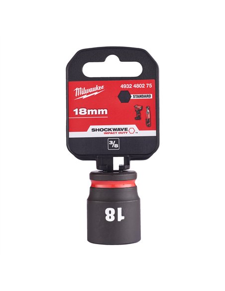 Chei tubulare de impact SHOCKWAVE IMPACT DUTY - Milwaukee - 18 mm 3/8 inch impact socket STD - 1 buc - cod 4932480275