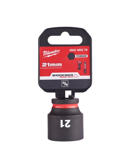 Chei tubulare de impact SHOCKWAVE IMPACT DUTY - Milwaukee - 21 mm 3/8 inch impact socket STD - 1 buc - cod 4932480278