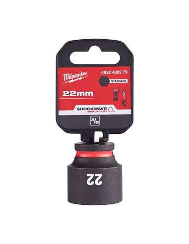Chei tubulare de impact SHOCKWAVE IMPACT DUTY - Milwaukee - 22 mm 3/8 inch impact socket STD - 1 buc - cod 4932480279