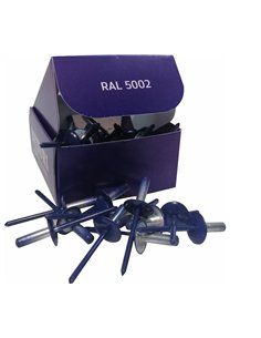Set x 50 bucati Nituri pop albastre cap lat vopsite electrostatic RAL 5002 Ultramarine Blue 4.8x16x16mm