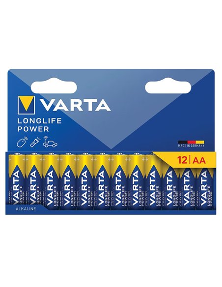 Baterii alcaline Varta Longlife Power AA (LR6) - pachet blister 12 buc